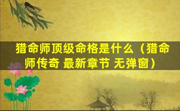 猎命师顶级命格是什么（猎命师传奇 最新章节 无弹窗）